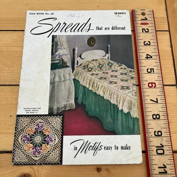 Star Book 68 Spreads that are Different Crochet Bedspread Pattern Granny Square - Picture 1 of 8